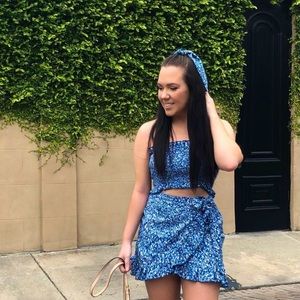 Blue skirt and top set